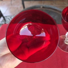 Set of 2 Morgantown Golf Ball Ruby Red Liquor Cocktail Glasses