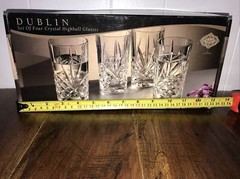 Dublin by Godinger Crystal – Four Vintage Crystal Highball Glasses NEW IN BOX!!