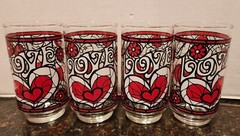 4 MCM Vintage Libbey LOVE SAGA Glasses NOS Barware Hearts RARE Retro Kitschy