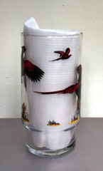 Vintage Mid-Century HAZEL ATLAS FLYING PHEASANTS GLASS Hunters