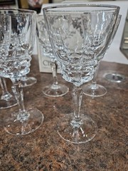 Cherbourg French Lead Crystal By W.M. Dalton Goblets Set Of 6 7.25″ Tall