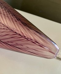 VINTAGE STEPHEN SMYERS HAND BLOWN ART GLASS LRG GOBLET WINE GLASS PULLED FEATHER