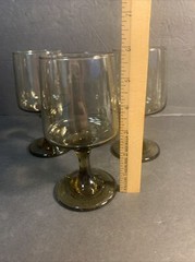 Set (3) Vintage Libbey, Tawny Accent Barware Wine Glasses 6oz 5 7/8”