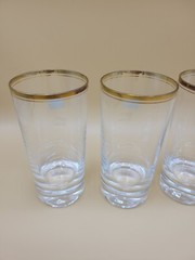 Mikasa Gold Crystal Highball or Water Glasses 5 1/2″ Set of 4 New In Box See Dis