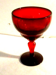 6 New Martinsville Moondrops Red 4 » 4 oz Footed Cocktail Goblets Perfect