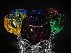 Faberge Lausanne Crystal Goblets 8.5″ Tall in original case NIB