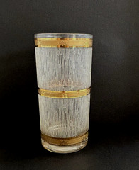 MCM Culver Icicle Pattern Frosted 22K Gold Highball Glasses Set of 2 Tumblers