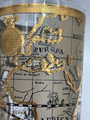 7 Vintage MCM Cera 22K Gold Old World Map Cocktail Tumblers Glasses EUC L👀K