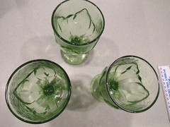 Vintage Tiffin Franciscan Cabaret 5.5″ Green Lotus Footed Wine Goblets Lot of 3