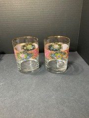 2x Royal Doulton Royal Albert LADY CARLYLE Floral Double Old Fashioned Glasses