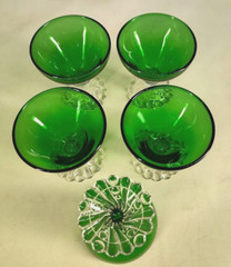 5 Anchor Hocking Burple Forest Green Liquor Cocktail Pedestal Drinking Glasses