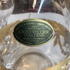 Mint Set of 6 Cristallerie Italian Gold Encrusted Crystal Goblets With decanter