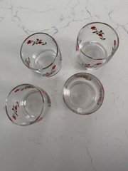 Vintage Anchor Hocking1980s Climbing Red Roses Lowball Glasses 9 Oz. Set of 5
