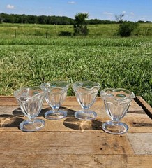 Vintage Retro MCM Anchor Hocking Tulip Glass Ice Cream Sundae Dessert Cups Set 4