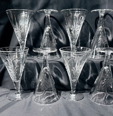 Set of 8 Vintage Fostoria Baroque Clear Water Goblets Glasses #2496 6 3/4″ 9 OZ