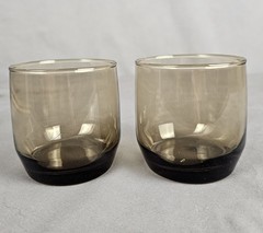 Vintage Tawney Whiskey Bourban Glasses Brown MCM Barware Set of 2