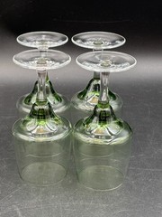 Set of 4 ~ Sasaki «HARMONY GREEN» Japan ~ Wine Glasses ~ 5″ Tall
