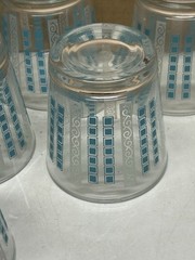 SET OF 8 MCM BLUE & GREY GLASSES 3” EXCELLENT ANCHOR?? ATOMIC ??