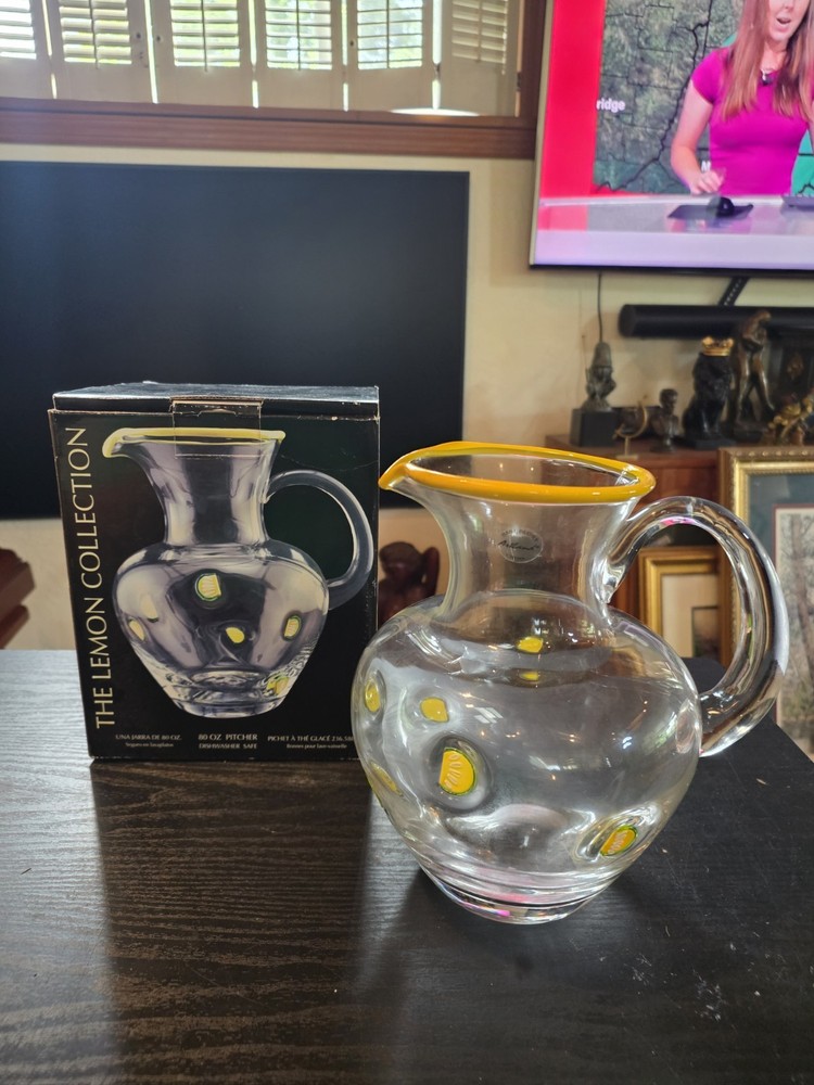 Artland Lemon Collection Hand Blown Large Pitcher 80 Oz. Lemonade