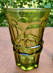Fostoria Argus Tumblers Avocado Green Henry Ford Museum Set of (2) 5 1/4″ Tall