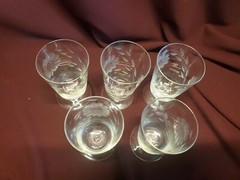Vintage Floral Juice Glasses Barware set of 5 – 4 oz – Cornflower by Hughs