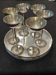 Set of 6 Art Deco Cordials on Silverplate Tray