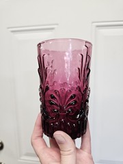 Vintage Pilgrim Glass Adams Cranberry 12 Ounce Flat Tumbler Water Pink MCM