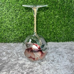 Floral Hand Painted Gilded Wine Art Glass AMADEO Verona ITALY Una Alla Volta