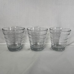 Vintage Anchor Hocking Clear Glass Spiral Ribbed Tumblers Set of 3 USA Made 10oz