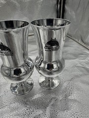 2 Vintage Silver Mirrored Hurricane Glass General Jackson Showboat Nashville Tn