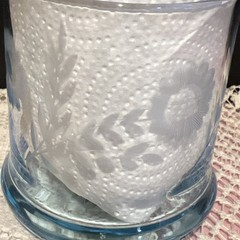 Vintage Wheel Cut Ice Blue Old Fashion Glasses-Heavy Bottom-Set Of 6