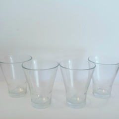 Bormioli Rocco Glass Tumblers Set Of 4 Clear 8oz Wide Rim Flared Base Tempered