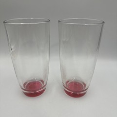 2 Vintage Libbey Crisa Tapered Raspberry Bottom Drinking Glasses