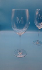 Lenox TUSCANY Large 10 3/4″ Tall Merlot Wine Glasses Monogram M ~ Set of 2