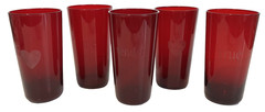Set of 5 Wine Glasses Red Etched w Love – Me – Tender – love – True 8 oz.
