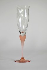 One 1980s Mikasa Sea Mist Coral Frosted Stem Champagne Flute Crystal W Germany