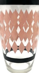 Vtg Hazel Atlas Beverage Glass 5.5 Inch Pink Diamond Black Trim Harlequin Argyle