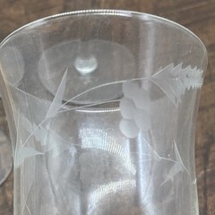 4 Clear Cut Horizontal & Floral Design 9oz Water Goblet Unknown Maker 7”X3”
