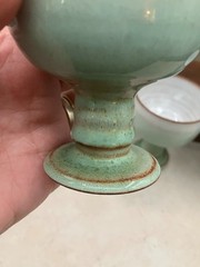 Vintage Set Of 6 Woburn Pottery Small Goblets Wheel Thrown England 1970’s Teal