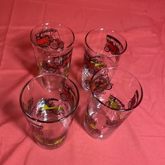 Vintage Libbey 5” Drinking Glasses (4) Antique Car Design Studebaker Cadillac