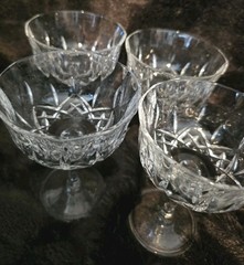Vintage Clear Pressed Cut Glass Champagne Coupe Sherbet Glasses Set of 4…