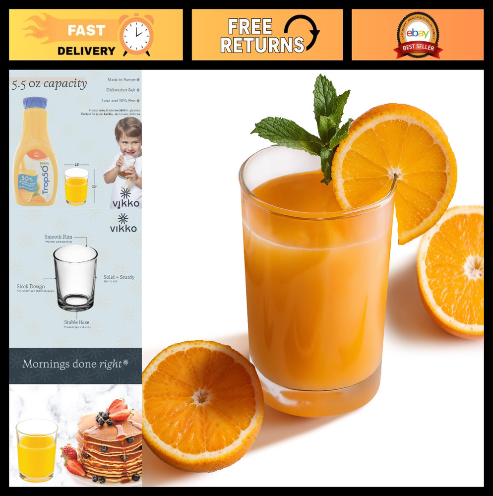 Set of 12 Small Clear Juice Glasses – Heavy Base Tumblers for Water & Orange Jui
