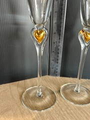 Abbott Collection~ Gold Heart Stem Toasting Champagne Flutes Set 11.5″