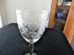 Standard Glass Clear 11oz Panel Optic Grey Cut 136 Water Goblet Wreath Dots
