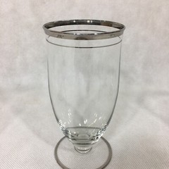 Lot of 3 Crystal Iced Tea Glasses Double Platinum Trim Foot 5-3/4″ Vintage