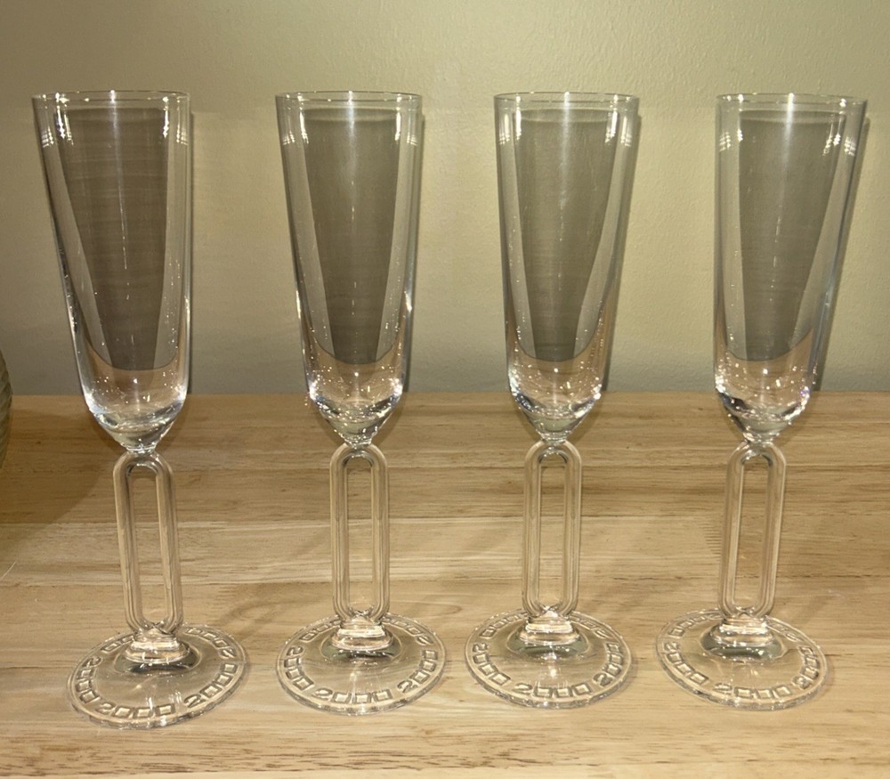 Set (4) Vintage Riedel Millennium 2000 Champange Flutes 9.5” Clear Crystal EX