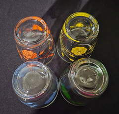 4 Vintage Hazel Atlas Roses Sour Cream Glasses – 1/2 Pint