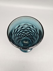 INDIANA GLASS Whitehall Colony CUBIST Riviera Blue PEDESTAL 12oz 6″ Tumbler