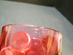 Antique Cranberry Optic Coin Dot Glass Ruffled Pitcher Set (1890’s) Good – Excel