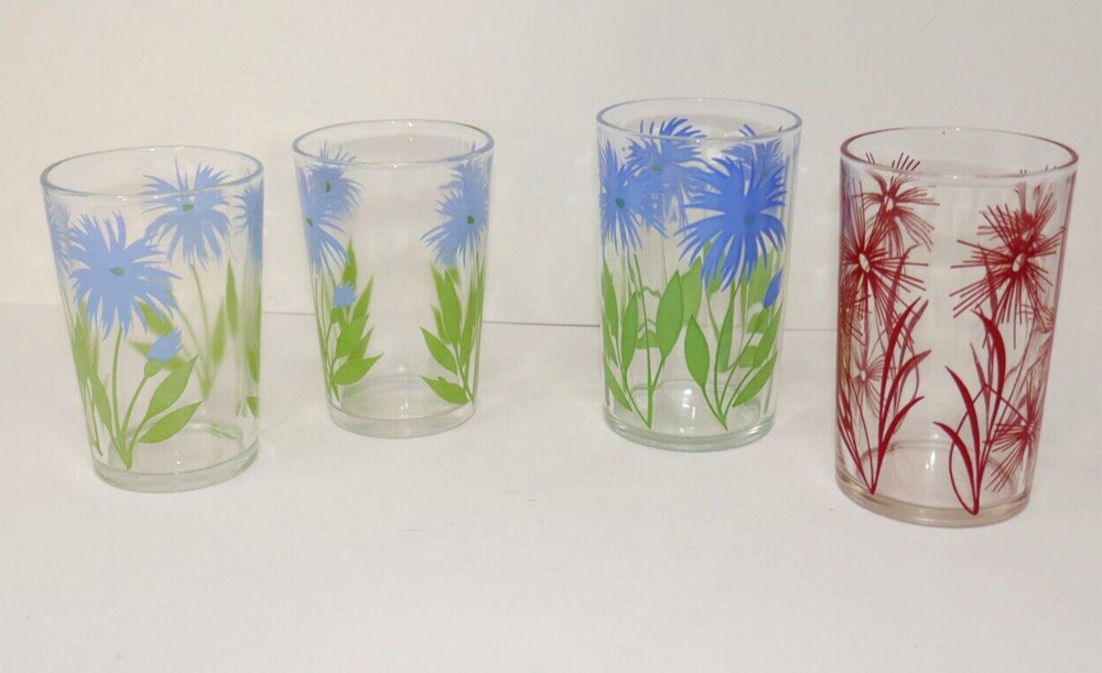 Kraft Foods Swanky Swigs Glasses Juice Glass Blue & Red Cornflower